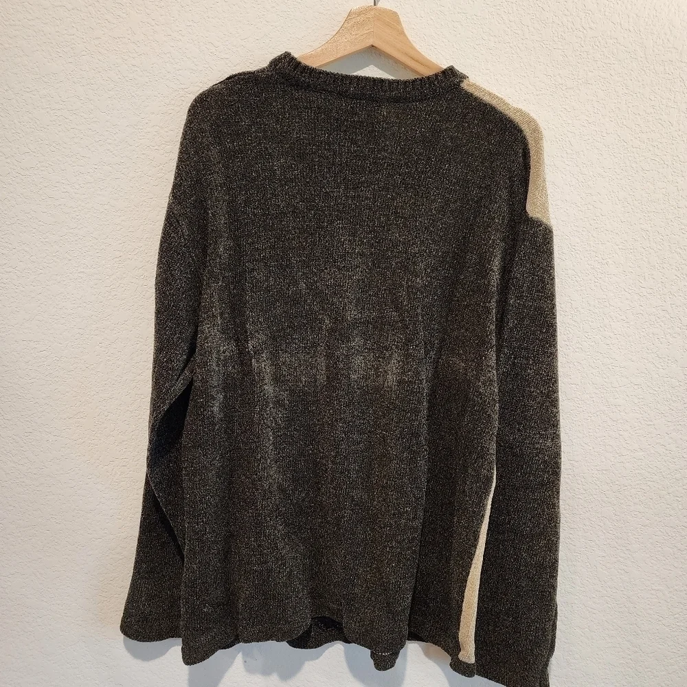 Vintage Axcess Men Crew Tan Brown Sweater Sz L Pullover Y2k Coogi Cosby Style
